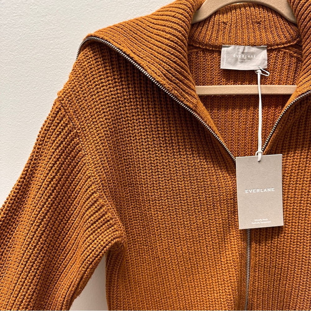 Everlane Full Zip Sweater in Camel
